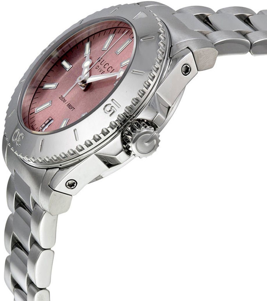 Gucci Women`s Pink Dial Stainless Steel Band Watch - YA136401